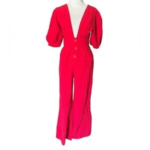 Mulla 100% linen red jumpsuit Sz M